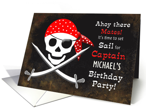 BIRTHDAY PARTY INVITATION - PIRATES - PERSONALIZE NAME card (1296494)