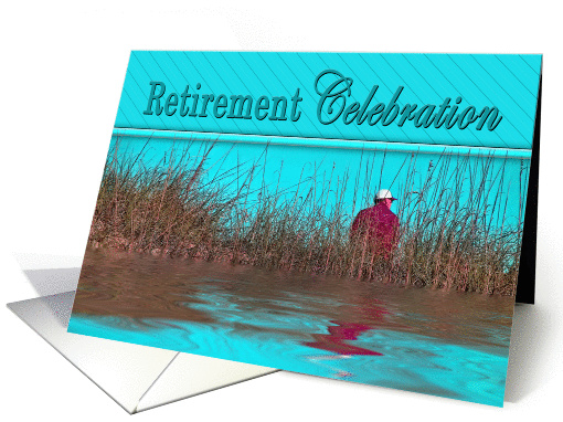 RETIREMENT CELEBRATION INVITATION - Man sitting by Water card