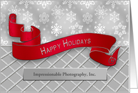 Happy Holidays - Personalize Name - Business/Commercial - Gray/Red card