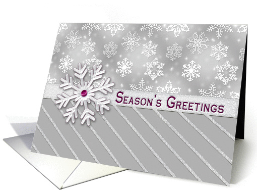 Season's Greetings - Business - Elegant Gray with Snowflakes card