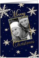 Christmas - Navy - Snowflakes - Photo Insert card