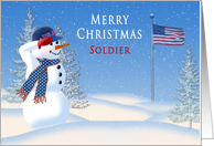 Christmas, Patriotic, Soldier, Snowman Saluting Flag in Stonestorm card