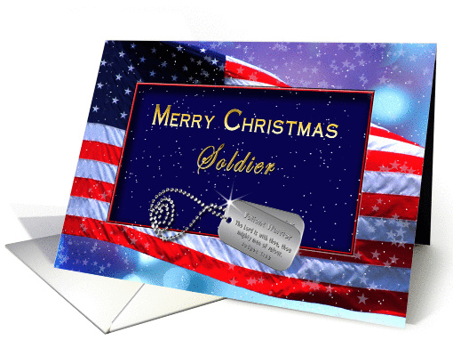 Christmas - Patriotic - Soldier - Flag - Snow card (1327582)