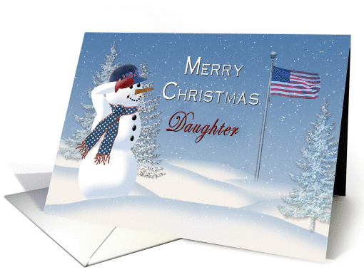 Christmas - Daughter - Snowman - Patriotic card (1327862)