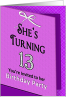 13th Birthday Party Invitation - Fuschia/Black/Card card