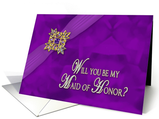 Bridal Party Invitation (Maid of Honor) Fancy Purple Faux Gems card