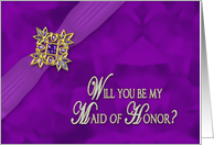 Bridal Party Invitation (Maid of Honor) Fancy Purple Faux Gems card