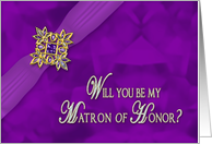 Bridal Party Invitation (Matron of Honor) Fancy Purple Faux Gems card