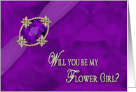 Bridal Party Invitation (Flower Girl) Fancy Purple Faux Gems card