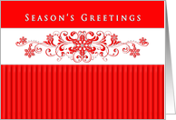 Season’s Greetings - Red - Snowflakes - Fancy card