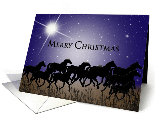 Christmas - Western - Horses in Moonlight card (1342116)