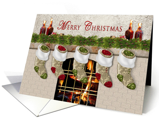 Christmas - Stockings Hung on Fireplace Mantel card (1344884)