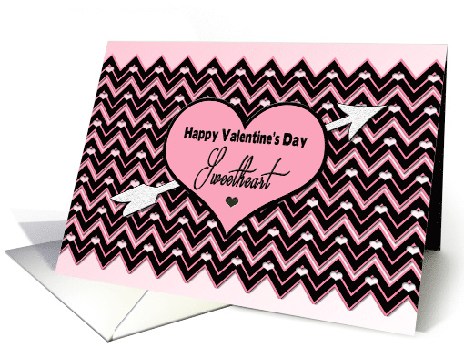 Valentine's Day, Sweetheart, Pink and Black Chevron... (1351562)