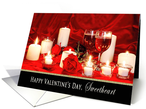 Valentine's Day,Sweetheart ,Romantic Candles and Wine for Twp card