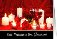 Valentine’s Day,Sweetheart ,Romantic Candles and Wine for Twp card