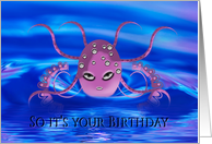 Birthday - Octopus - Pink - Water card