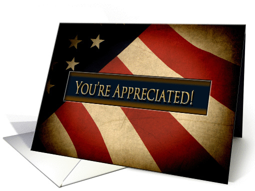 PATRIOTIC - You're Appreciated - Worn Flag card (1383098)