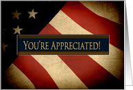 PATRIOTIC - You’re Appreciated - Worn Flag card