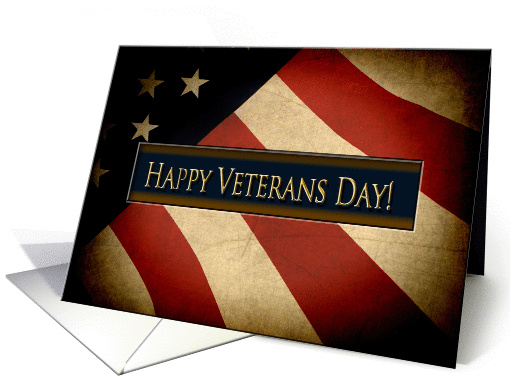 PATRIOTIC - VETERANS DAY- Worn Flag card (1383106)