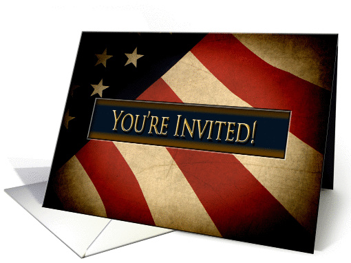 Patriotic USA - You're Invited - Worn Flag card (1383114)