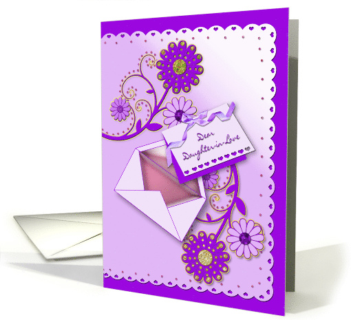 Daughter In Love Birthday purple flowers letter card (1385208)