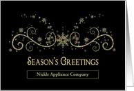 Season’s Greetings - Black and Gold, Snowflakes- Business Name card