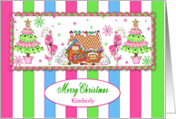 Christmas, Gingerbread House and Decorations, Name Insert, card