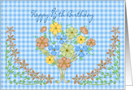 Birthday - 85th - Blue Gingham/Flowers card