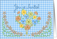 You’re Invited - Invitation - Gingham/Flowers card