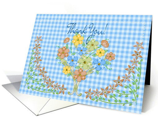 Thank You - Bluie Gingham/Flowers card (1391704)