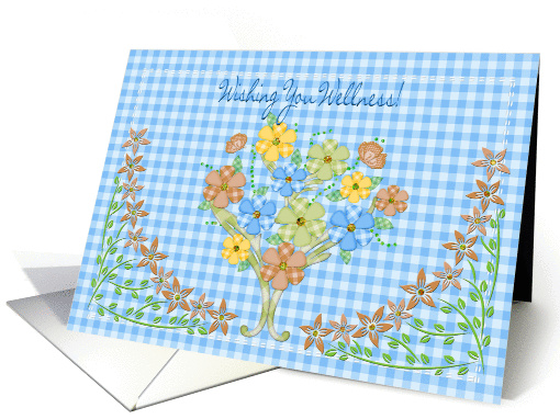 Get Well - Bluie Gingham/Flowers card (1391710)