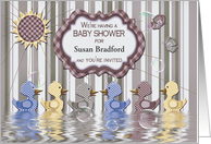 Baby Shower Invitation - Ducks in Water - Personalize Name card