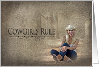 COWGIRLS RULE - Blank Notecard - Cowgirl Sitting/Nature card