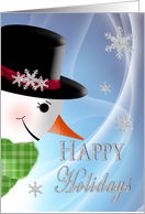 Christmas - Happy Holidays - Large Snowman, head only card