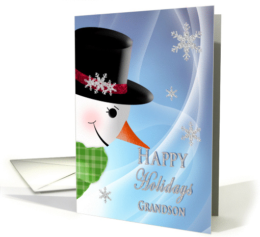 Christmas - Happy Holidays - Grandson - Large Snowman card (1402612)