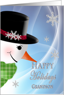 Christmas - Happy Holidays - Grandson - Large Snowman card