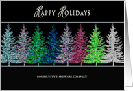 Happy Holidays - Colorful Sparkly Trees - Business Name Insert card