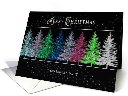 Christmas - Pastor & Family - Colorful Christmas Trees card (1403656)