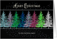 Christmas - Pastor & Family - Colorful Christmas Trees card