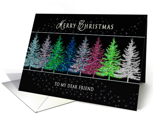Christmas - Friend - Colorful Christmas Trees card (1403662)
