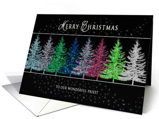 Christmas - Priest - Colorful Christmas Trees card (1403680)