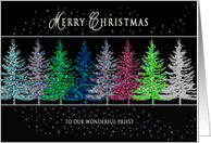 Christmas - Priest - Colorful Christmas Trees card