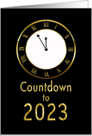 New Year’s Eve 2022 Party Invitation Countdown Clock Black and Gold Look card