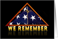 Memorial Day - We Remember - Folded Flag - Brass Cross card