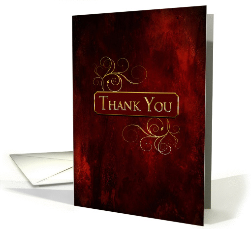 Thank You - Red,wine,gold - Elegant, Blank Inside card (1407224)