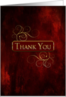 Thank You - Red,wine,gold - Elegant, Blank Inside card