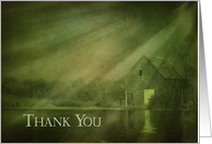 Thank You - Country Scene in Green with sun-rays card