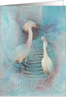 Renewing Wedding Vows - Invitation -Two Hearts/One Love-Egrets card