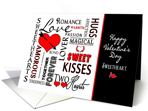 Valentine's Day - Sweetheart - Typography - Black/White/Red card