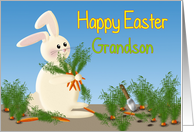 Easter - Grandson - Easter Bunny in Carrot Patch card